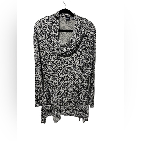 Blue Saks Fifth Avenue Draped Hooded Tunic Sweater Black and Gray with Pockets M - Picture 6 of 10